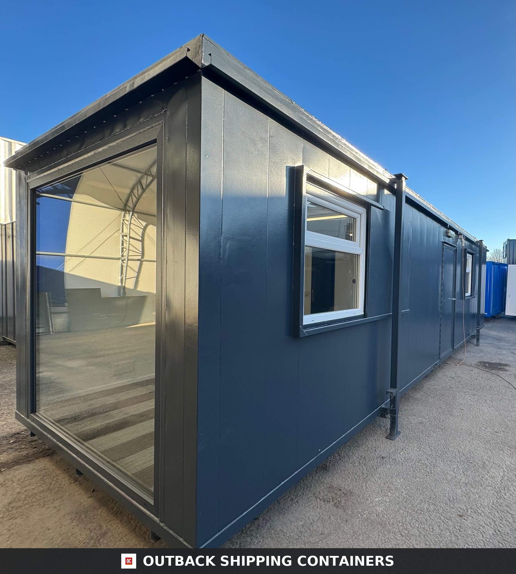 32x10ft Cabin for Sale — Door and Entry Detail | Outback Shipping Containers 2 3 4 5 32x10ft Cabin — CUSTOM — image 7 of 15