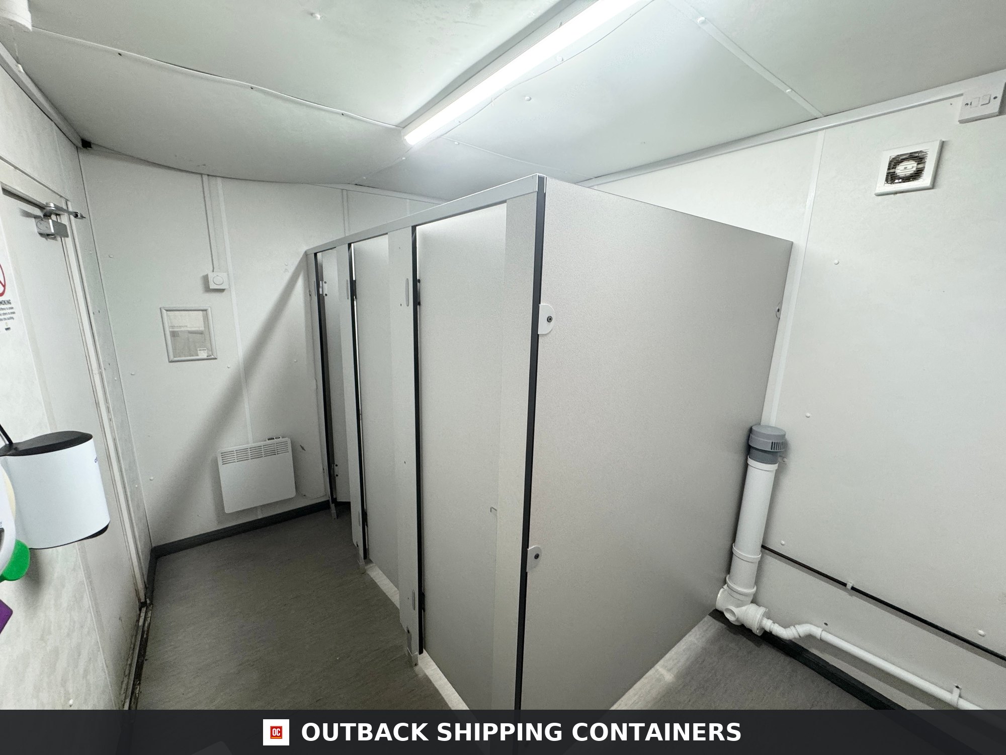 16 x 9 ft for Sale — Interior Detail | Outback Shipping Containers 16 x 9 ft — 3+1 Toilet Block — Building Site Accommodation — Portable Anti-Vandal Cabin - image 5