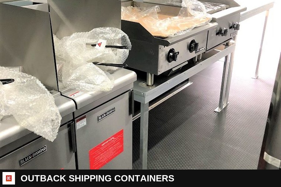 8.5x20 Equipped Concession Trailer for sale — stainless prep and counter area