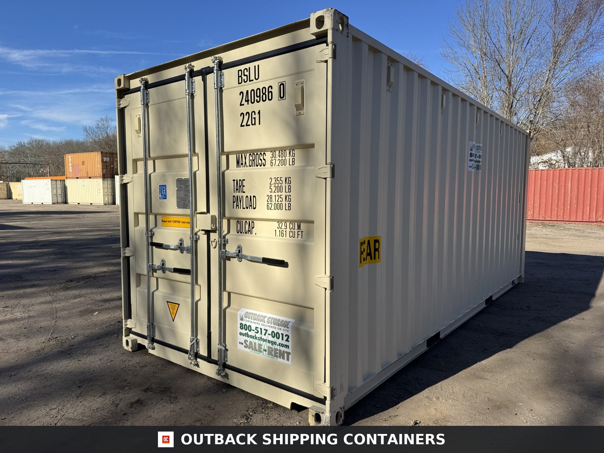 20ft New Shipping Container – Wind & Watertight – Beige — 20ft — new (image 9 of 12)