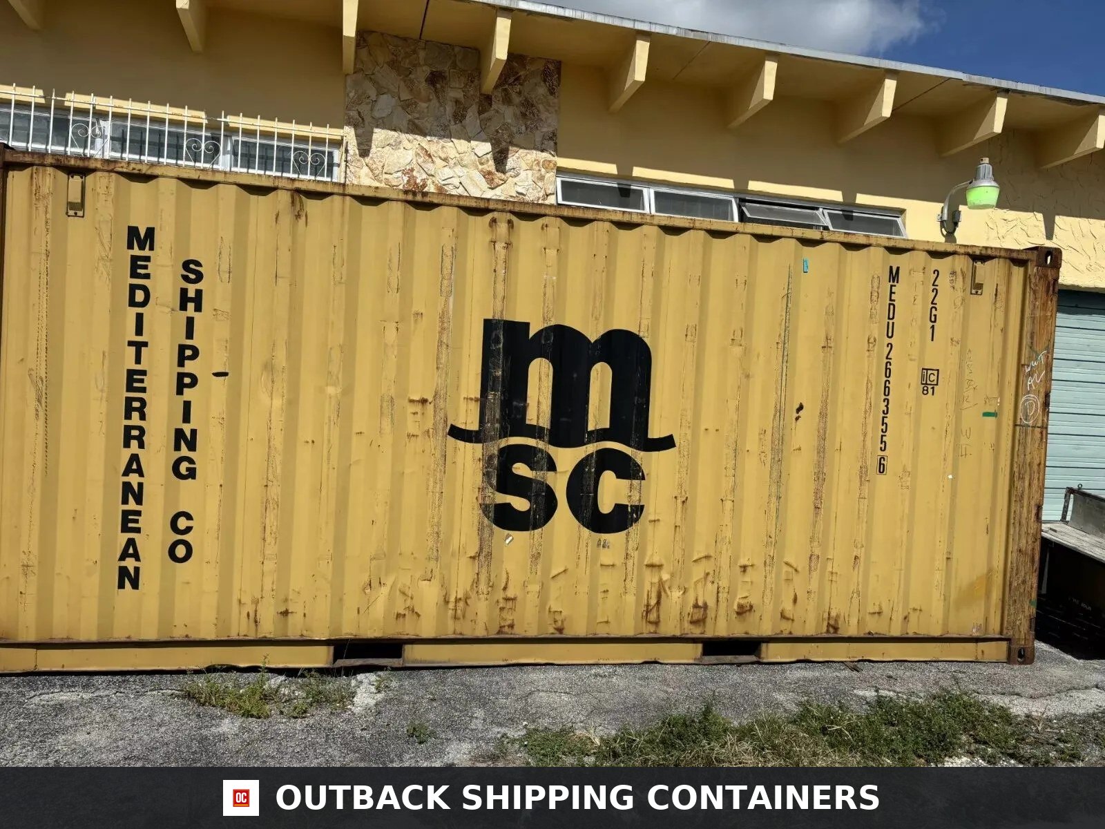 Used 20ft Conex Shipping / Storage Container — Side Profile View | Outback Shipping Containers Used 20ft Conex Shipping / Storage Container – Yellow/Gold — Outback Shipping Containers storage container
