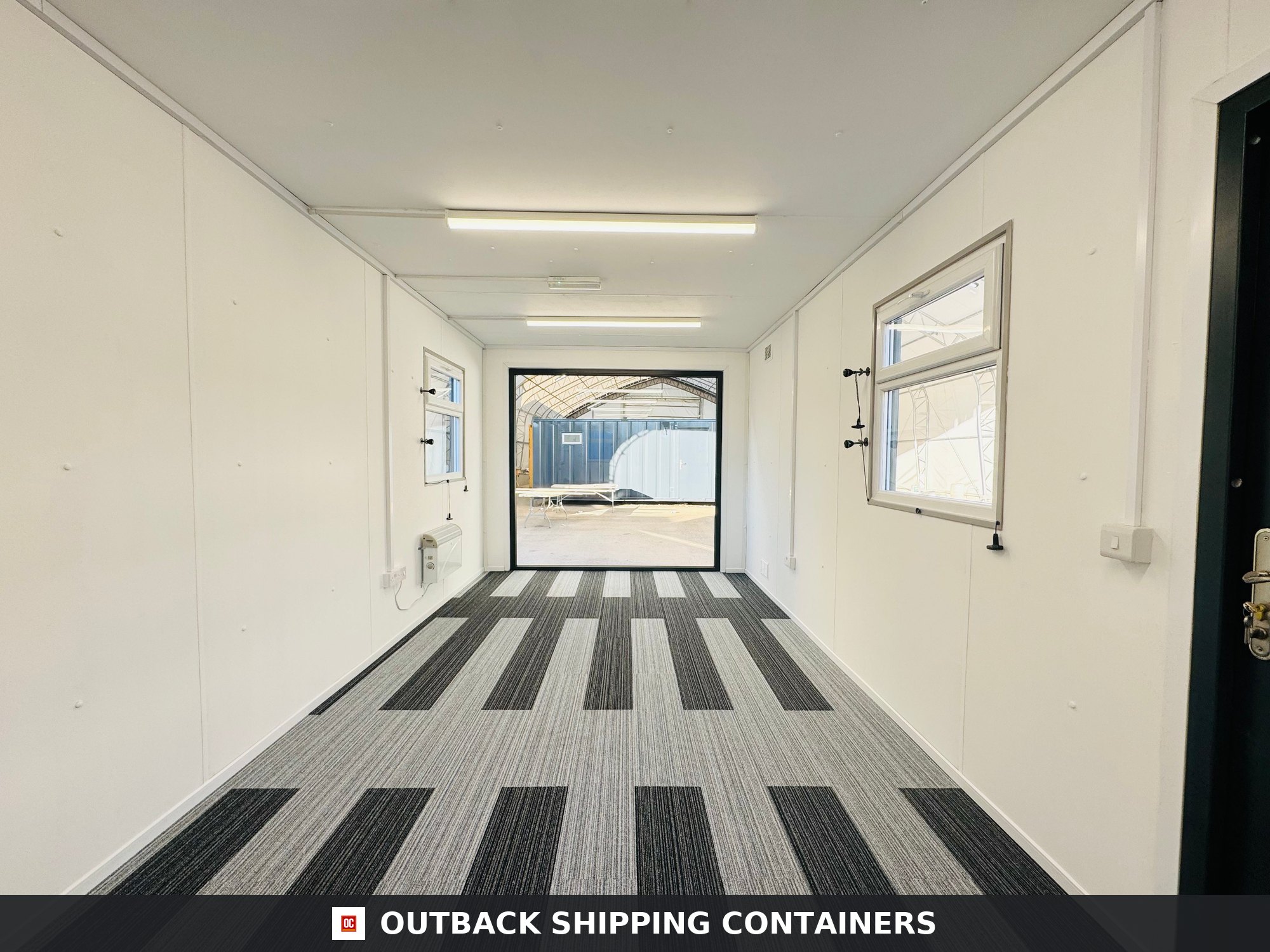 32x10ft Cabin for Sale — Rear Exterior View | Outback Shipping Containers 2 3 4 5 32x10ft Cabin — CUSTOM — image 4 of 15