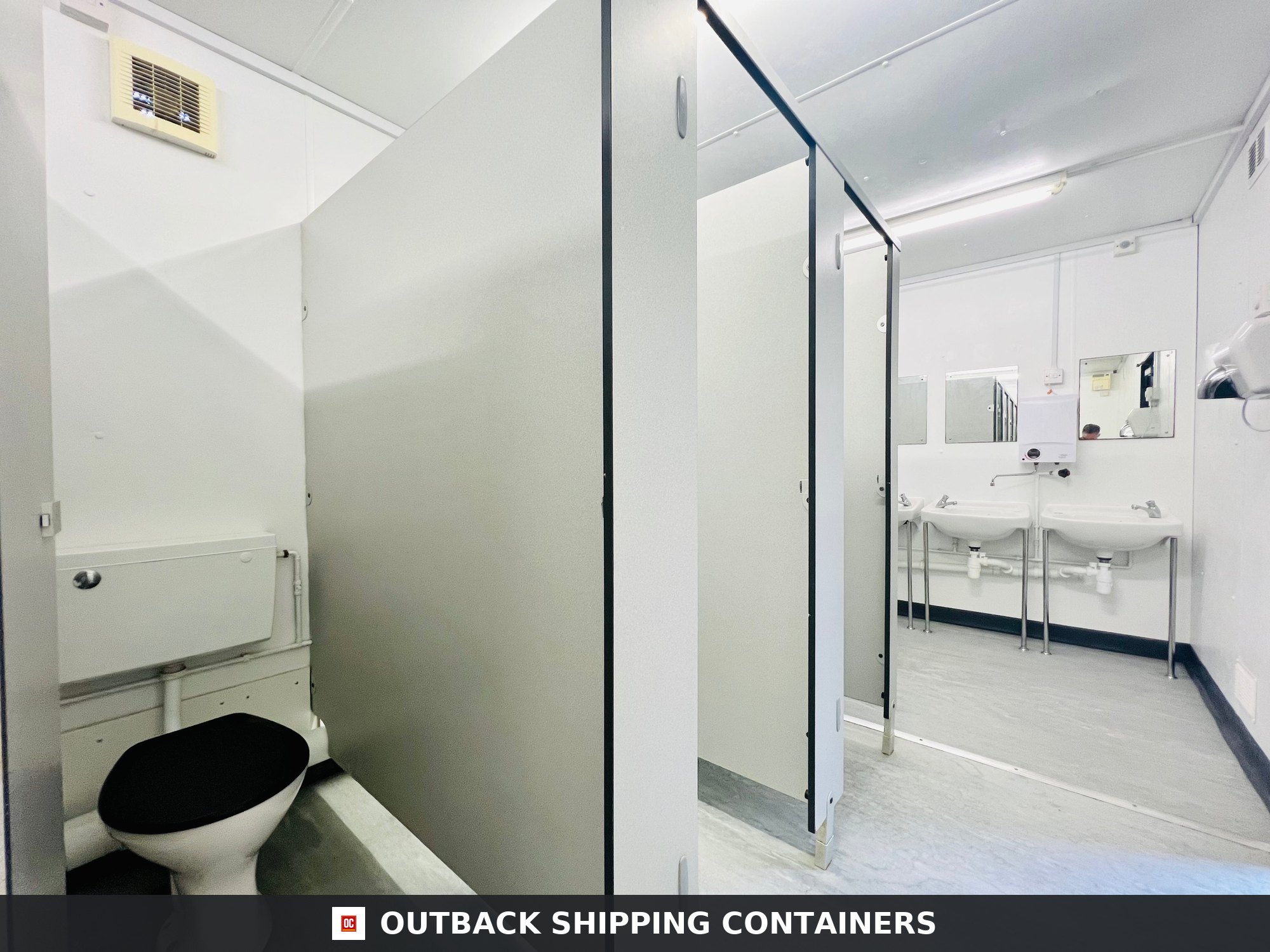 Toilet Block Cabin for Sale — Roof and Structural Detail | Outback Shipping Containers Toilet Block Cabin — 24 x 9 ft Anti-Vandal — 5+1 Container Toilet WC — No 738 — product gallery image 9 of 13