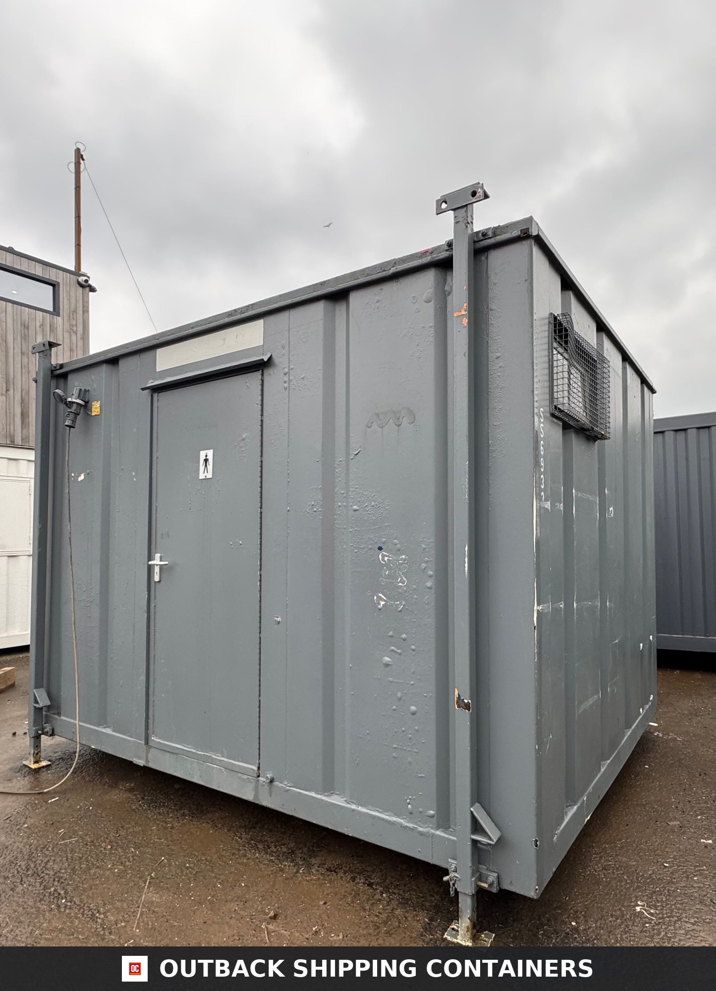 12 x 9 ft for Sale — Side Profile View | Outback Shipping Containers 12 x 9 ft — 2+1 Toilet Block — Building Site Accommodation — Portable Anti-Vandal Cabin - image 1