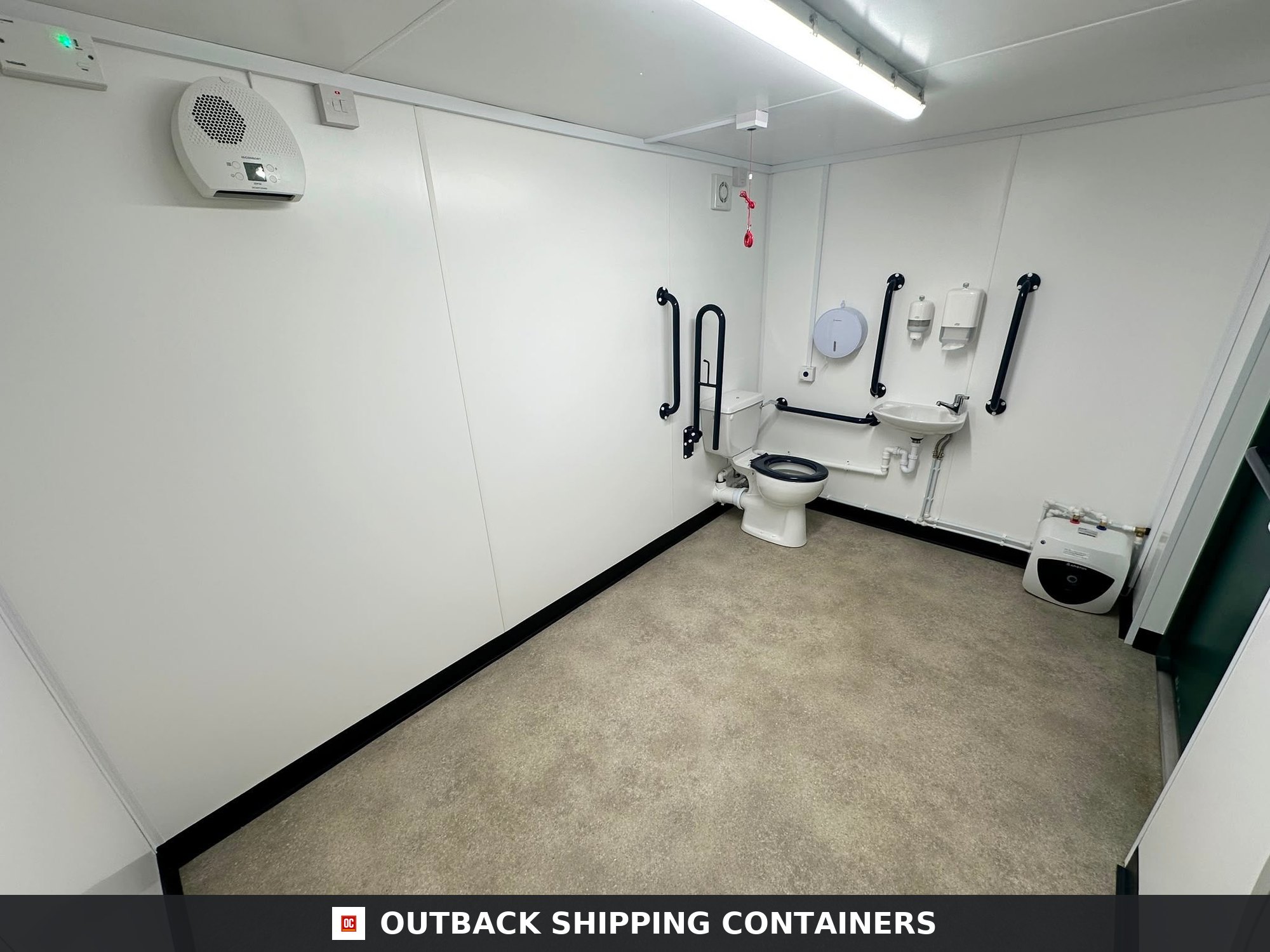 CUSTOM for Sale — Interior Detail | Outback Shipping Containers CUSTOM — Disabled Access Toilet Block — DDA Compliant — Baby Change — 12x8ft Portable — No 1594 — product gallery image 6 of 13