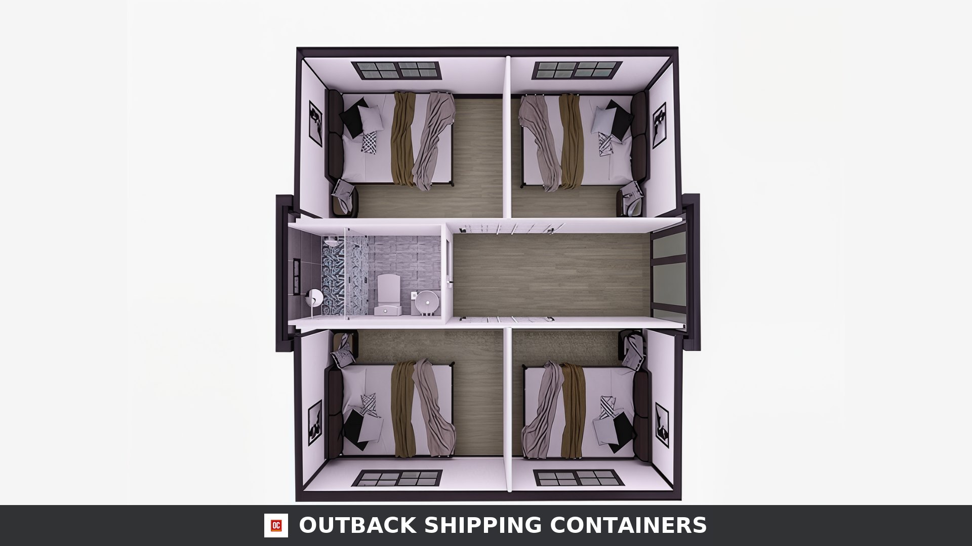 20FT Expandable 2 Bedroom Container Home for Sale — Alternative Interior Layout Floor Plan Drawing | Outback Shipping Containers 20ft expandable 2 bedroom container home 385 sq ft — alternative interior layout floor plan drawing