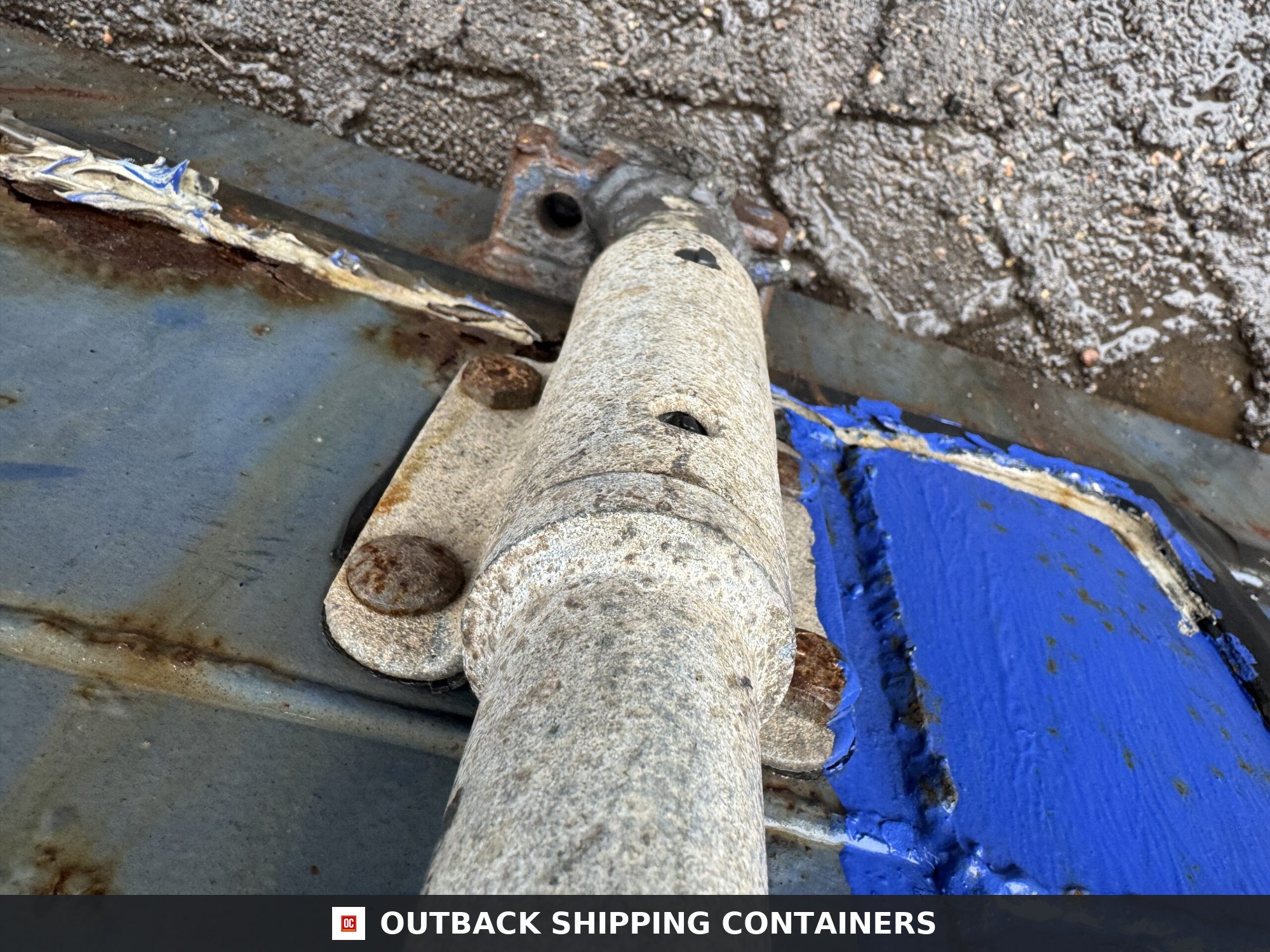 40ft Used High Cube Shipping Container — Rear Exterior View | Outback Shipping Containers 2 11 40ft Used High Cube Shipping Container – Wind & Watertight – Blue — 40ft — used (image 4 of 12)