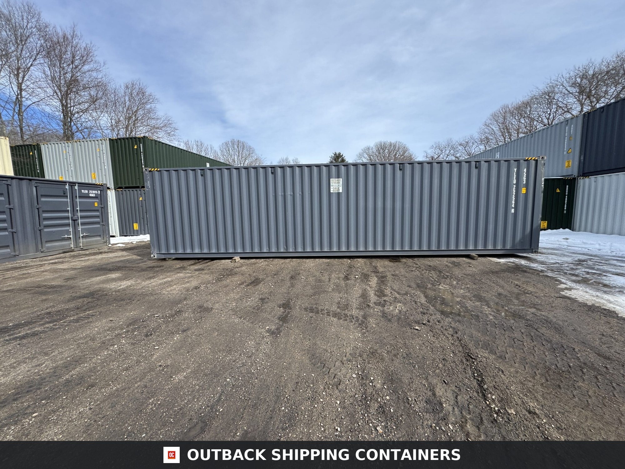 40ft New High Cube Shipping Container — Rear Exterior View | Outback Shipping Containers 2 3 15 40ft New High Cube Shipping Container – Wind & Watertight – Dk Gray — 40ft — new (image 4 of 12)
