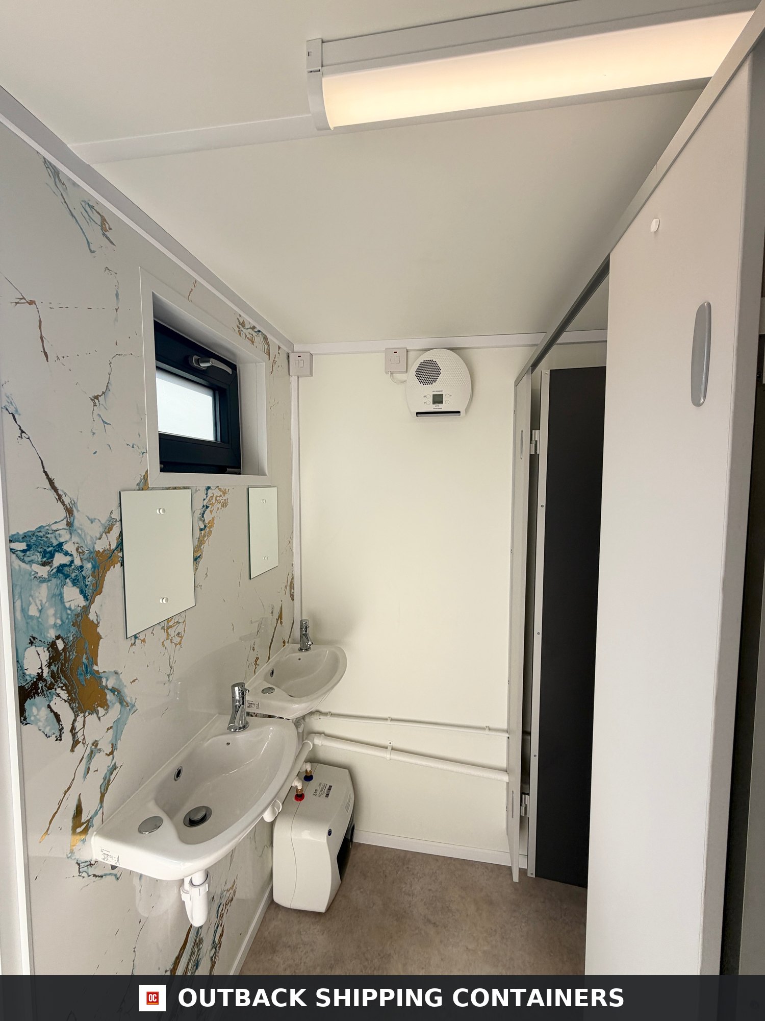 16 x 9 ft for Sale — Door and Entry Detail | Outback Shipping Containers 16 x 9 ft — 2 + 2 Toilet Block — Premium/Bespoke Ladies & Gents Toilets — No 1709 — product gallery image 7 of 17