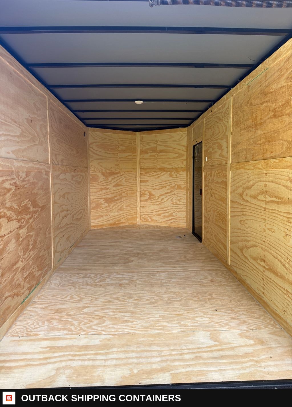 New 2027 Hook & Line 7 x 12 Enclosed Trailer — Plywood interior walls and floor (Representative Photo) | Outback Shipping Containers New 2027 Hook & Line 7 x 12 Enclosed Trailer, tandem axle 7,000 lb GVWR — plywood interior walls and floor (representative photo)
