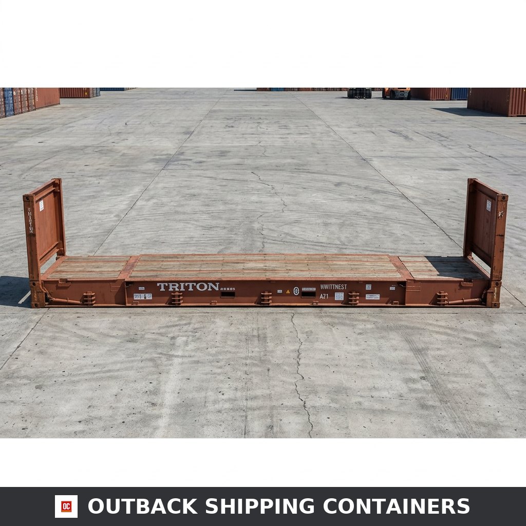 40FT x 8FT New and Used Container Flat Racks — Side Profile View | Outback Shipping Containers 40FT x 8FT New and Used Container Flat Racks — Flat Rack Containers (image 2 of 4)