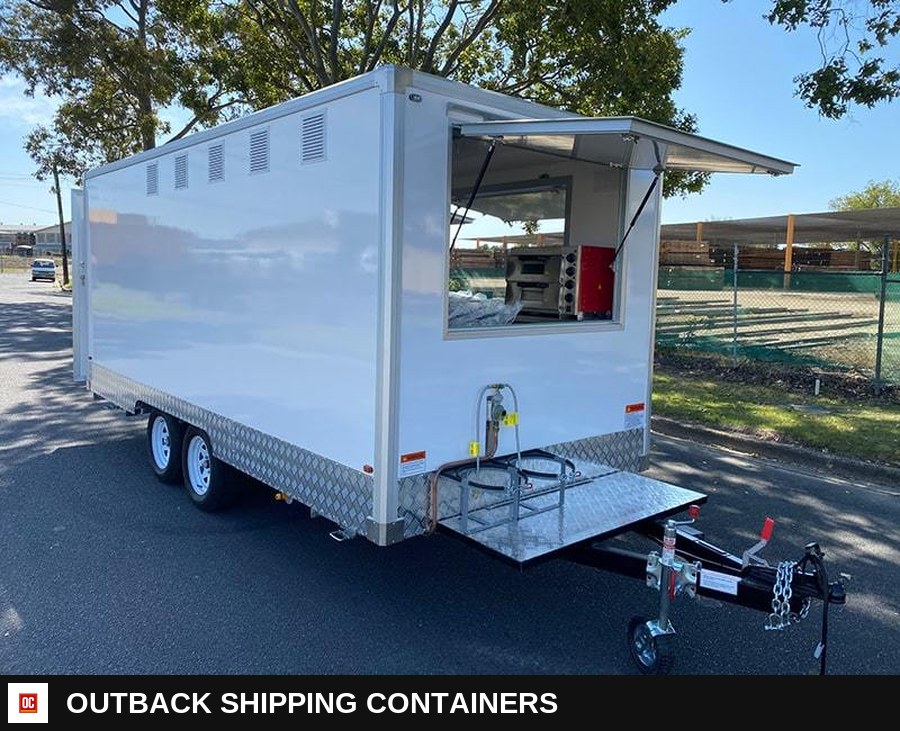 2026 Mobile Food Catering Trailer – Fully Equipped Outdoor Mobile Beer Cart — Stainless Prep And Counter Area | Outback Shipping Containers 2026 Mobile Food Catering Trailer – Fully Equipped Outdoor Mobile Beer Cart for sale — stainless prep and counter area