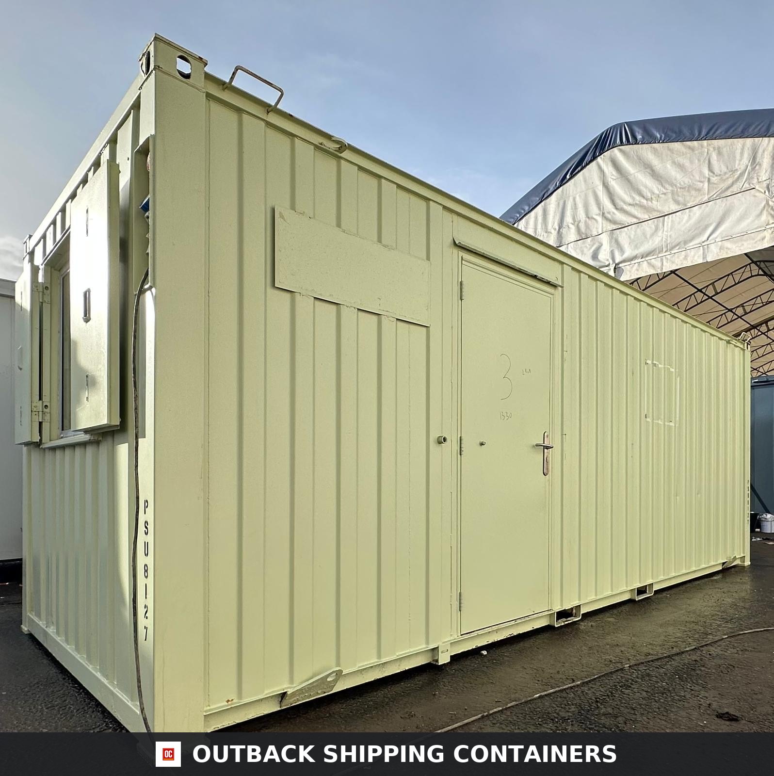 21x8 ft Office & Storage 50/50 Split Cabin — Anti-Vandal (Reduced) — Unrefurbished steel storage container by Outback Shipping Containers