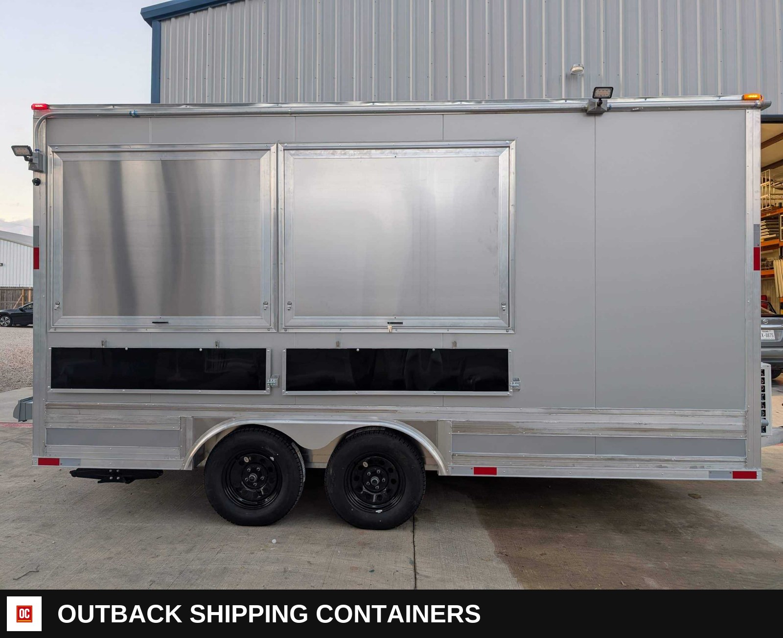 14 ft Fully Equipped Food Trailer Ready for Cooking — Electrical And Lighting Detail | Outback Shipping Containers 14 ft Fully Equipped Food Trailer Ready for Cooking for sale — electrical and lighting detail