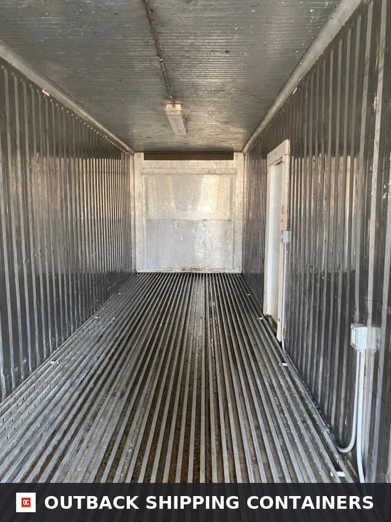 Used 40ft Refrigerated Shipping Container — Interior Detail | Outback Shipping Containers Used 40ft Refrigerated Shipping Container – With Custom Side Door Access — 40ft refrigerated container (image 6 of 6)