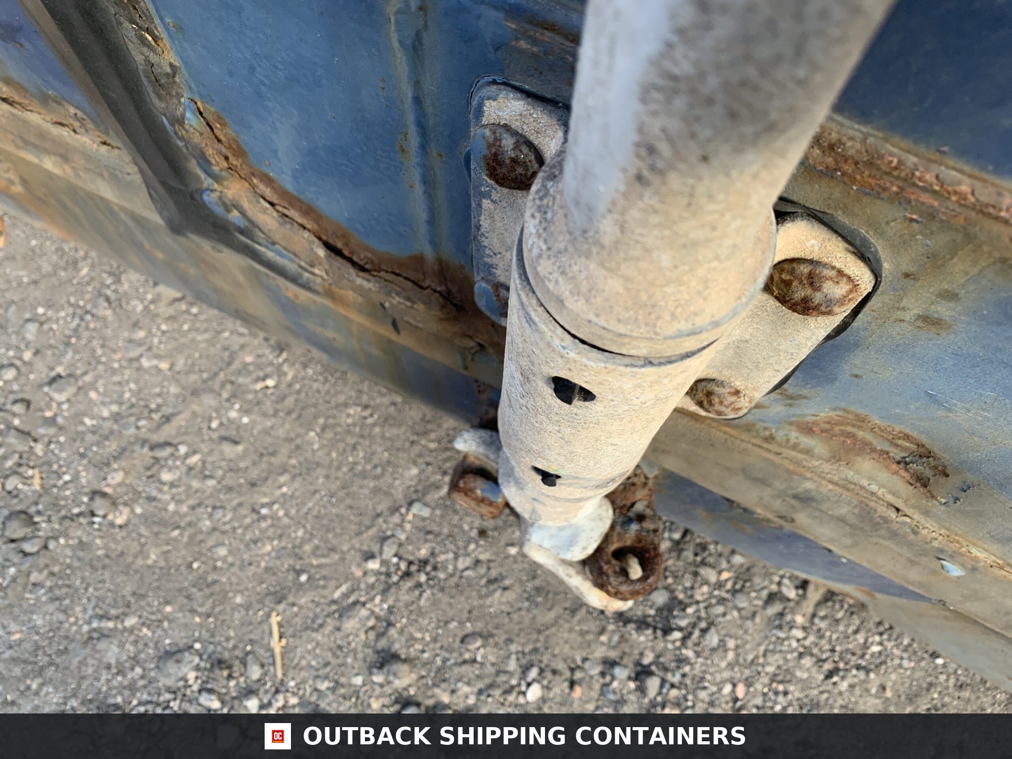 40ft As-Is High Cube Shipping Container — Rear Exterior View | Outback Shipping Containers 2 3 40ft As-Is High Cube Shipping Container – Wind & Watertight – Blue — 40ft — as_is (image 4 of 12)