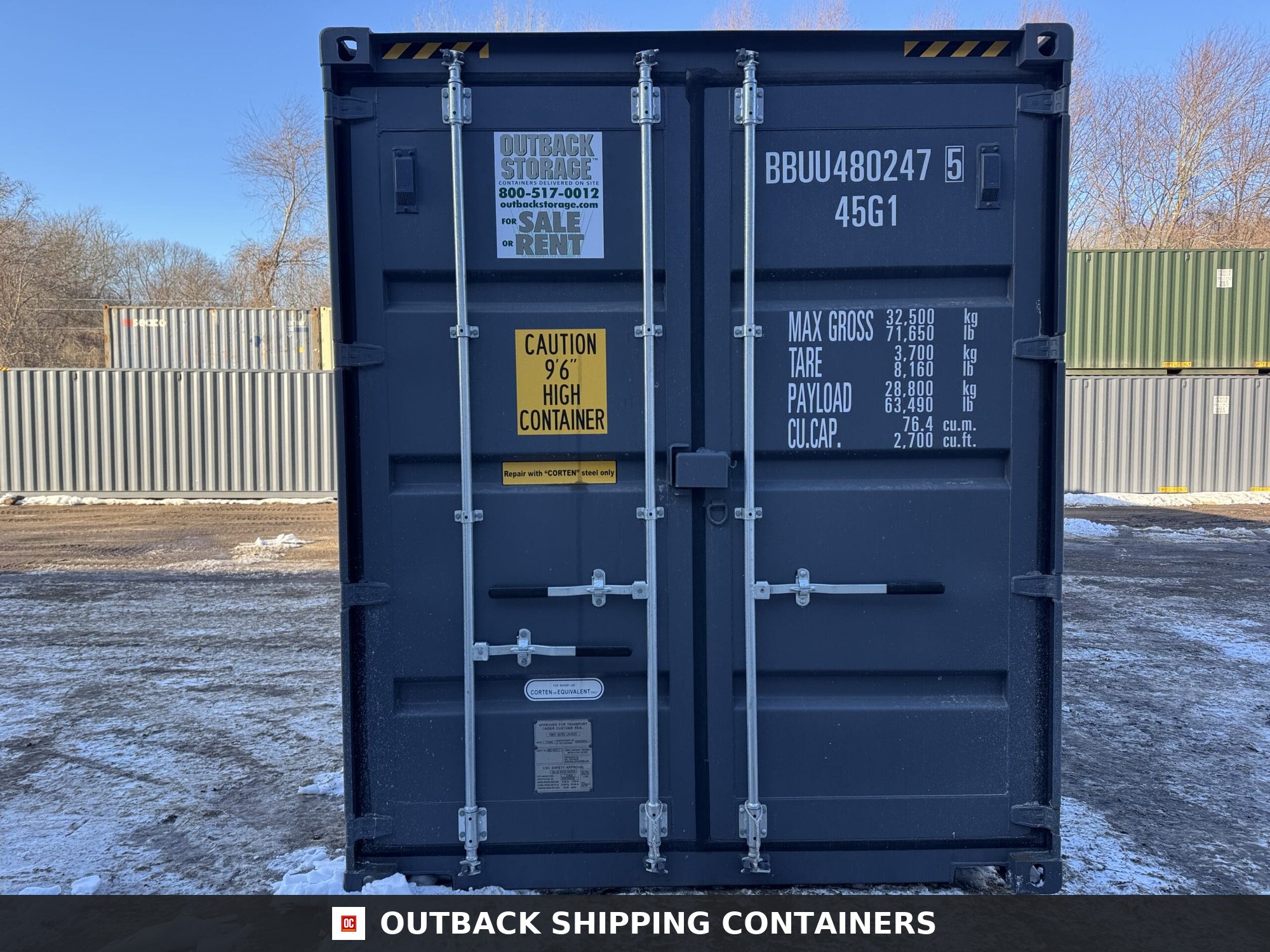 40ft New High Cube Shipping Container – Wind & Watertight – Gray — 40ft — new (image 3 of 12)