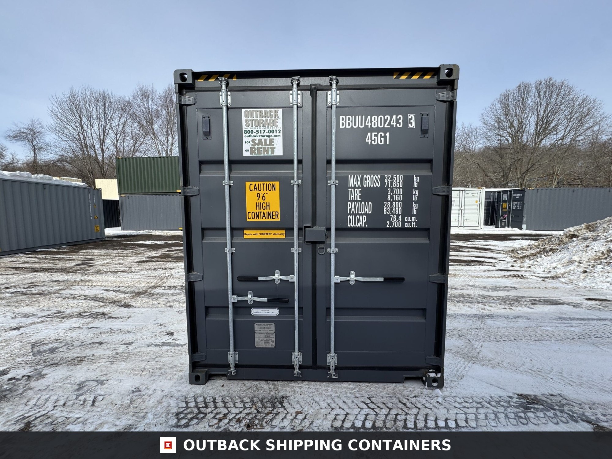 40ft New High Cube Shipping Container – Wind & Watertight – Gray — 40ft — new (image 3 of 12)