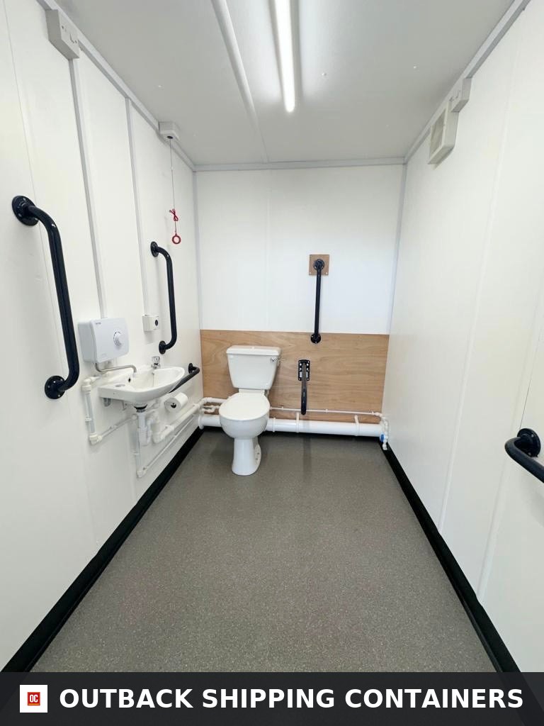 32 x 10 ft CUSTOM for Sale — Interior View | Outback Shipping Containers 32 x 10 ft CUSTOM — Mens/Ladies + Disabled Access Toilet Block — Portable Welfare — No 1395 — product gallery image 5 of 16