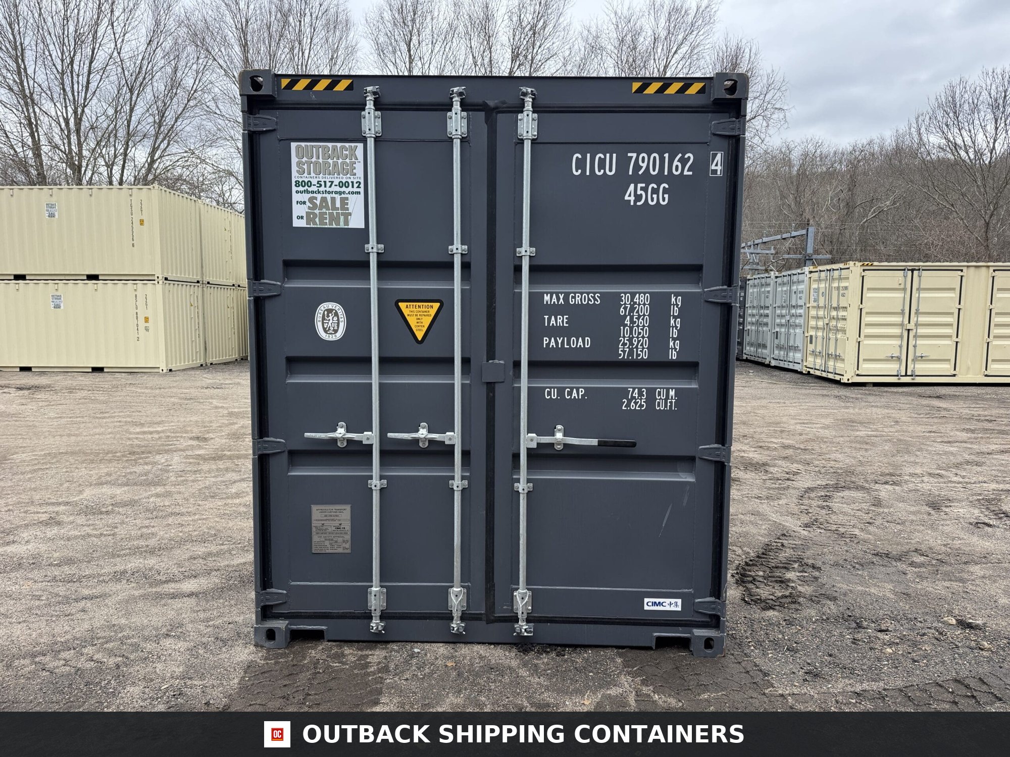 40ft New High Cube Shipping Container — Three-Quarter Angle View | Outback Shipping Containe 14 40ft New High Cube Shipping Container – Wind & Watertight – Dk Gray — 40ft — new (image 3 of 12)
