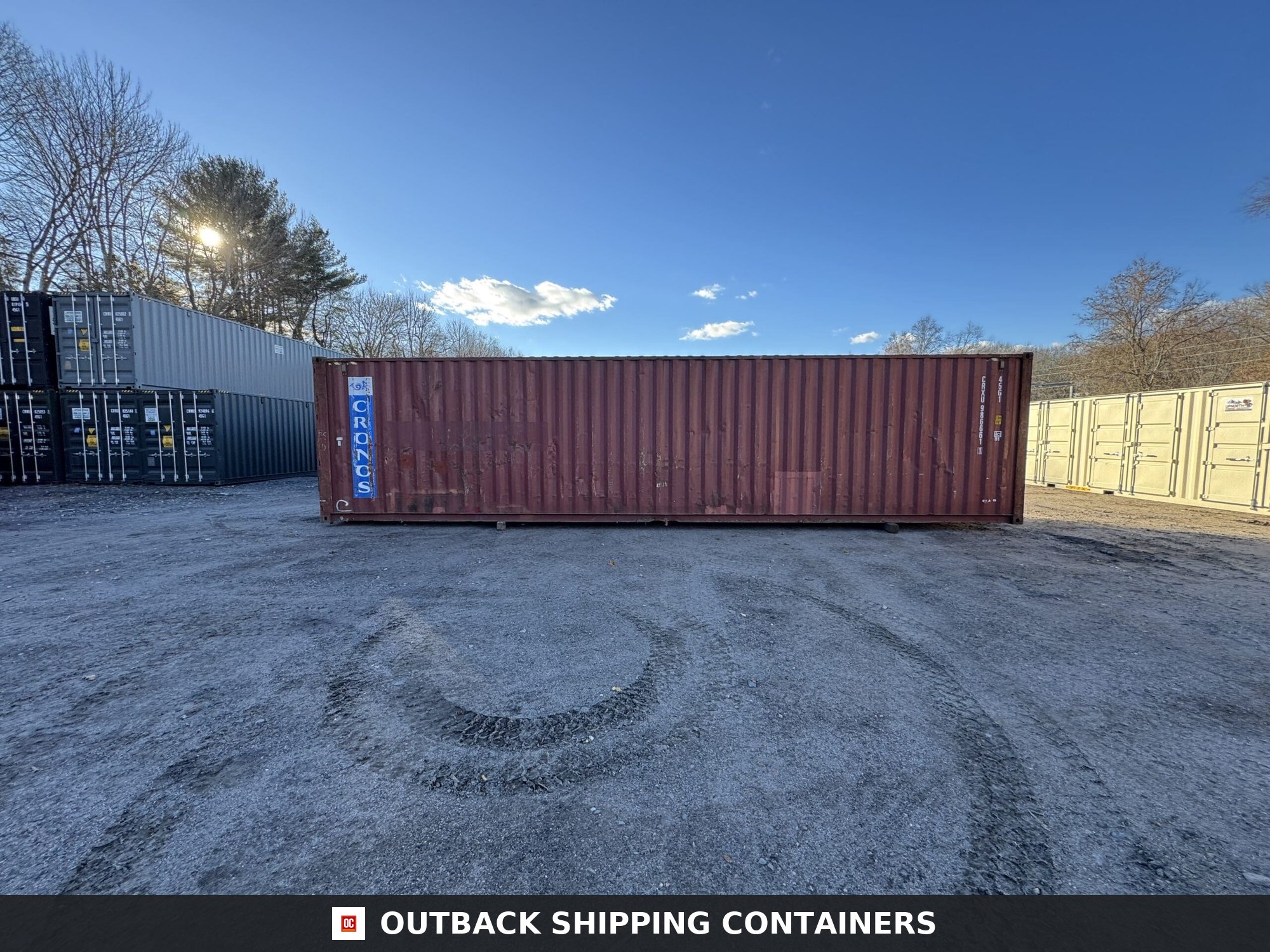 40ft Used High Cube Shipping Container — Door and Entry Detail | Outback Shipping Containers 7 40ft Used High Cube Shipping Container – Wind & Watertight – Red — 40ft — used (image 7 of 12)