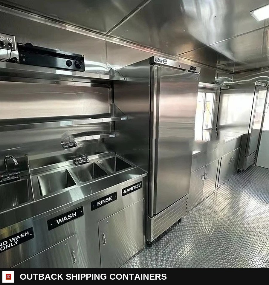 Food Truck With Full Kitchen Food Trailers Fully Equipped Street Mobile — Interior Kitchen Layout | Outback Shipping Containers Food Truck With Full Kitchen Food Trailers Fully Equipped Street Mobile for sale — interior kitchen layout