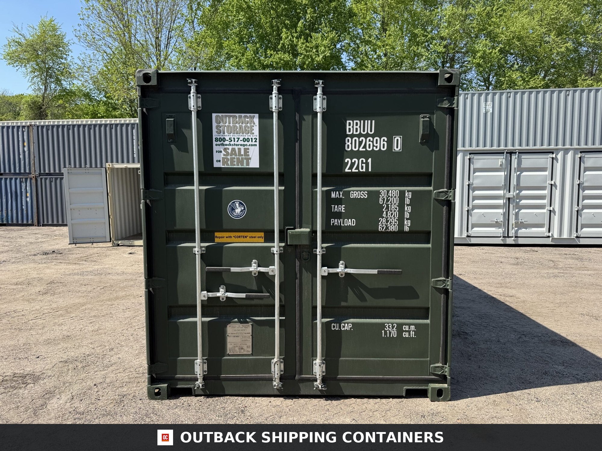 20ft New Shipping Container – Wind & Watertight – Green — 20ft — new (image 3 of 12)