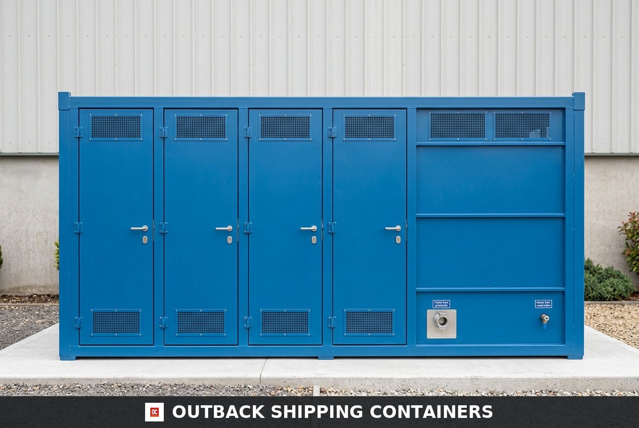 5+1 Steel Toilet Cabin 24FT x 9FT for Sale — Interior Detail | Outback Shipping Containers 5+1 Steel Toilet Cabin 24FT x 9FT — new — sanitation units (image 6 of 6)