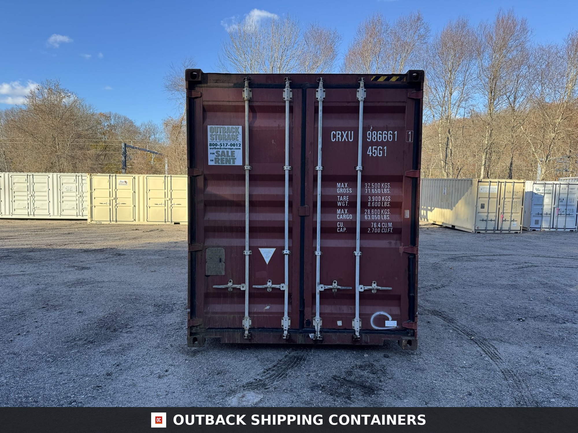 40ft Used High Cube Shipping Container — Three-Quarter Angle View | Outback Shipping Contain 7 40ft Used High Cube Shipping Container – Wind & Watertight – Red — 40ft — used (image 3 of 12)