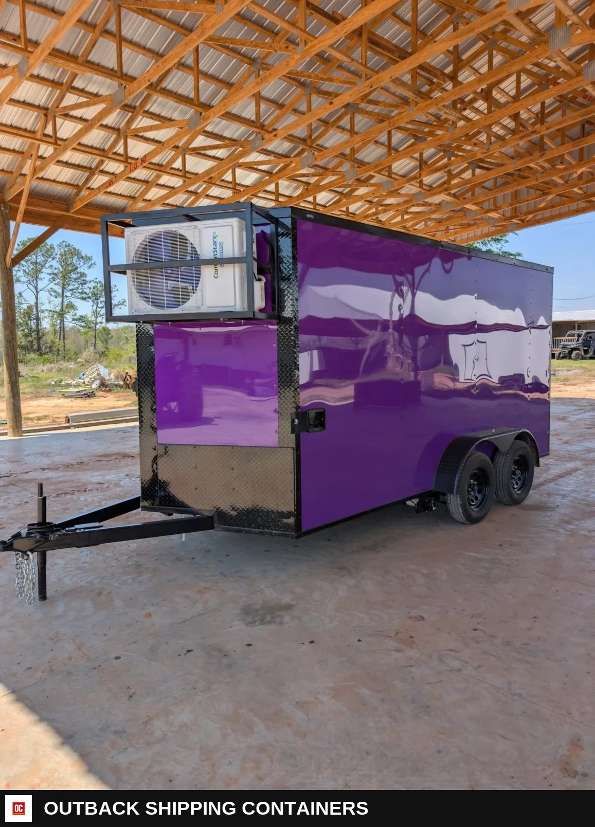 7x14TA Coast to Coast Concession Trailer Purple Blackout Package — Driver-Side Profile | Outback Shipping Containers 7x14TA Coast to Coast Concession Trailer Purple Blackout Package for sale — driver-side profile