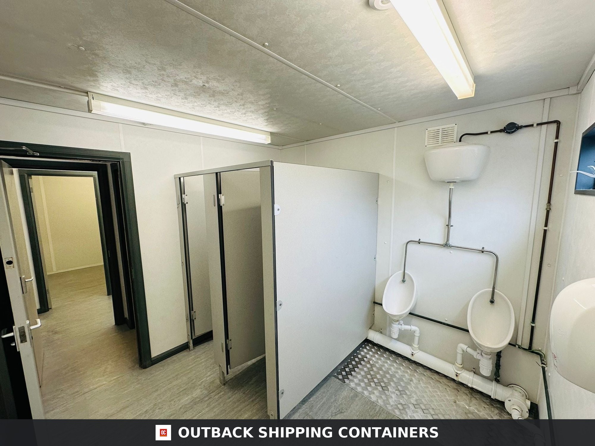 32 x 10 ft Anti-Vandal Cabin for Sale — Window and Shutter Detail | Outback Shipping Containers 32 x 10 ft Anti-Vandal Cabin — 2+1 Toilet + Twin Shower Room — Changing Room — 50/50 Split — No 1077 — product gallery image 7 of 18