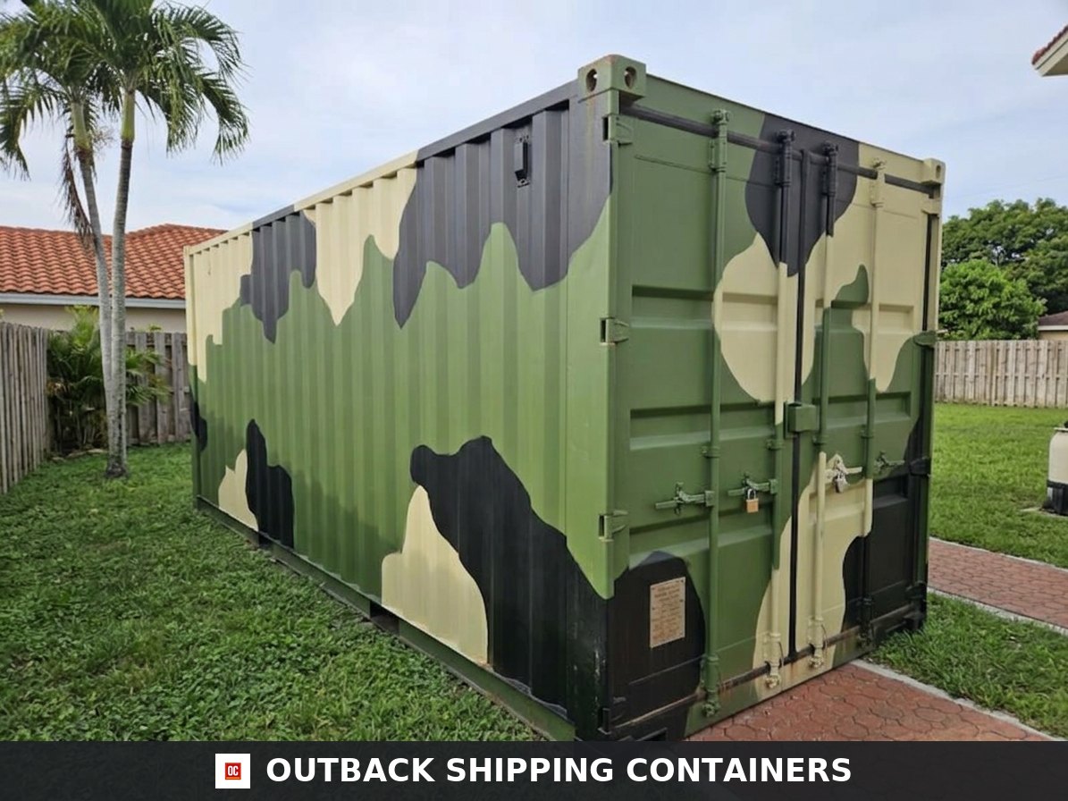 20ft Camouflage Storage Container for Sale — Interior View | Outback Shipping Containers 20ft Camouflage Storage Container – Wind & Water Tight — 20ft — new — storage containers (image 5 of 6)