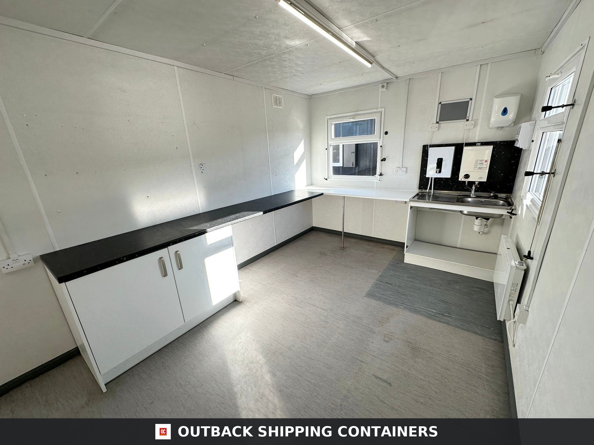 32x10ft for Sale — Three-Quarter Angle View | Outback Shipping Containers 32x10ft — Canteen / Office — Building Site Accommodation — Portable Anti-Vandal - image 2