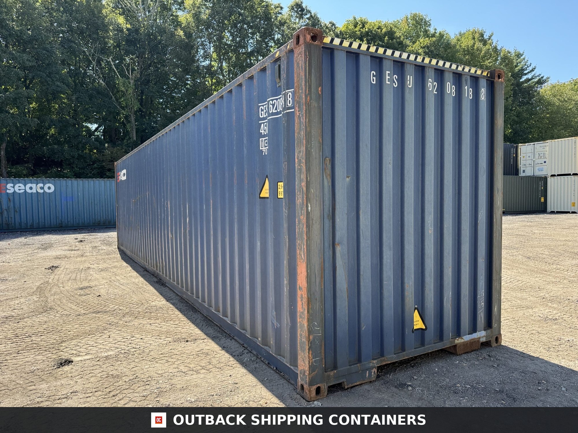 40ft Used High Cube Shipping Container — Door and Entry Detail | Outback Shipping Containers 10 40ft Used High Cube Shipping Container – Wind & Watertight – Blue — 40ft — used (image 7 of 12)