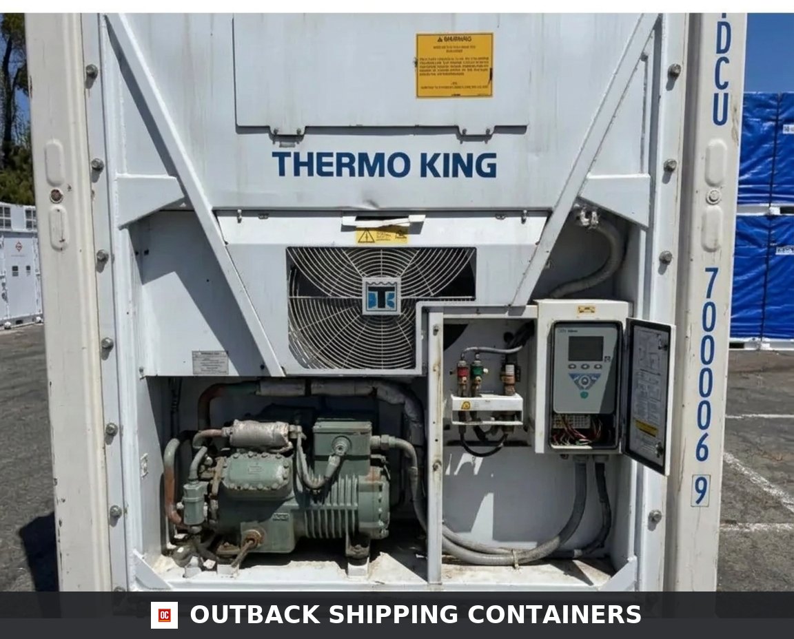 Thermo King Refrigerator Container 20ft — Rear Exterior View | Outback Shipping Containers Thermo King Refrigerator Container – 20′ 2021 Reefer — 20ft — used — refrigerated containers (image 4 of 4)