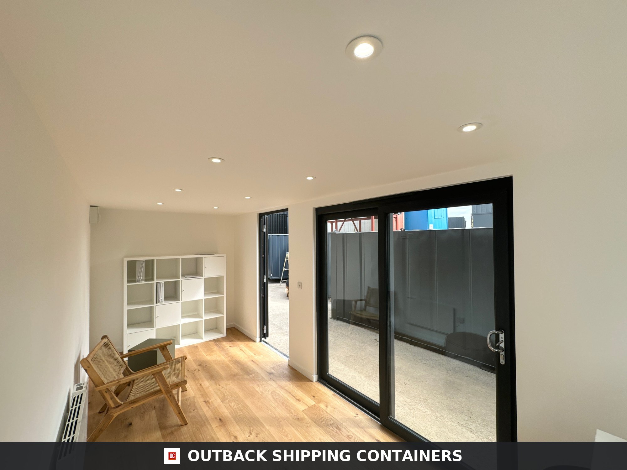 20x8ft CUSTOM SHIPPING CONTAINER CONVERSION for Sale — Window and Shutter Detail 2 3 CD-1239 20x8ft CUSTOM SHIPPING CONTAINER CONVERSION — Portable Build — angle 7