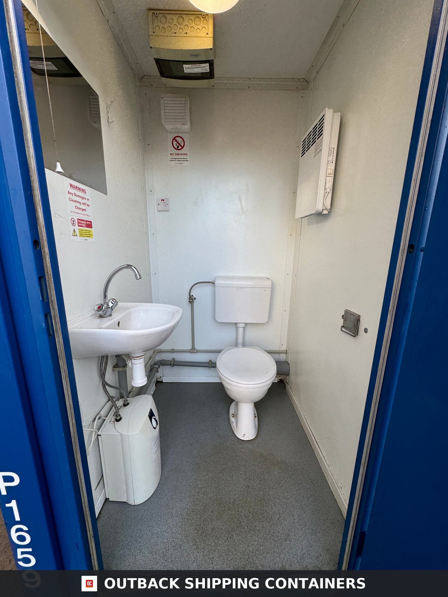 Double Toilet Blocks for Sale — Door and Entry Detail | Outback Shipping Containers 2 Double Toilet Blocks — Male Female WC — 8x5 Ft — Unrefurbished Portable Toilet Block 1+1 Toilet Blocks — Blue - image 7