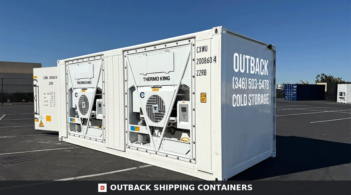 20ft Blast Freezer Container -40°F to 70°F — Side Profile View | Outback Shipping Containers 20ft Blast Freezer Container -40°F to 70°F
