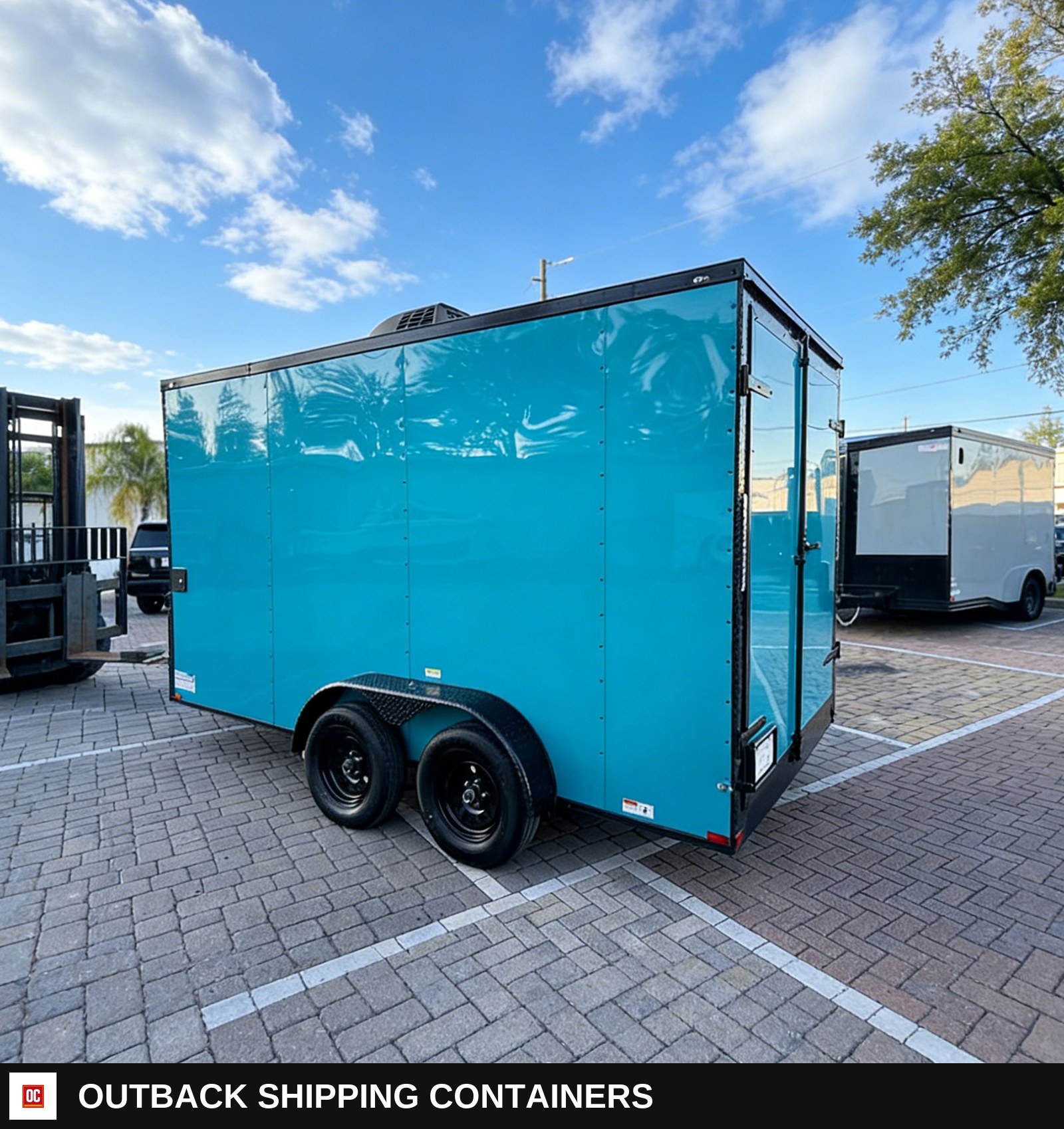16ft Food Truck Trailer Fully Equipped Stainless Steel Rust Resistant Mobile — Three-Quarter Front Angle | Outback Shipping Containers 16ft Food Truck Trailer Fully Equipped Stainless Steel Rust Resistant Mobile for sale — three-quarter front angle