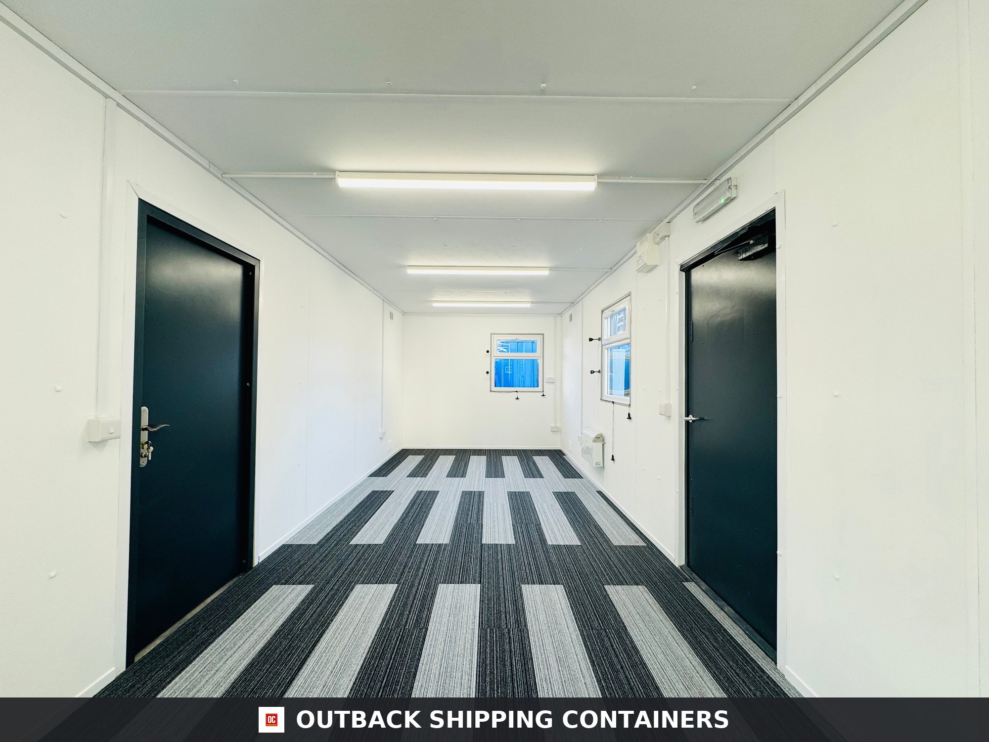 32x10ft Cabin for Sale — Window and Shutter Detail | Outback Shipping Containers 2 3 4 5 32x10ft Cabin — CUSTOM — image 8 of 15