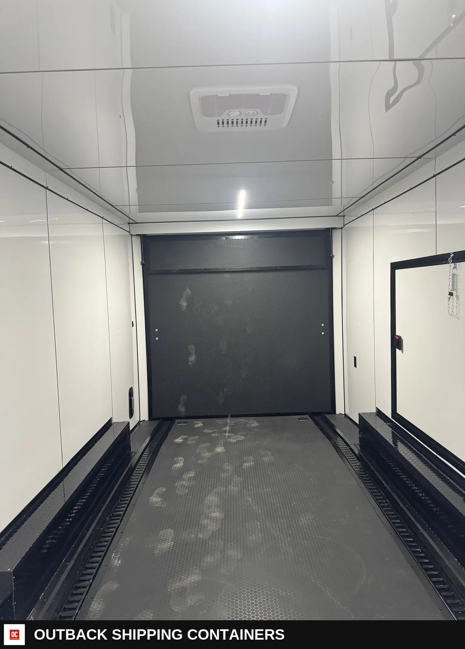 8.5x20TA2 Titanium Cargo Silver Blackout Race Trailer for Sale — Three-Quarter Front Angle | Outback Shipping Containers 8.5x20TA2 Titanium Cargo Silver Blackout Race Trailer for Sale for sale — three-quarter front angle
