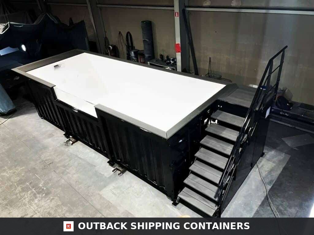 20ft Shipping Container Swimming Pool with Convenient Side Staircase — Side Profile View 20ft Shipping Container Swimming Pool with Convenient Side Staircase — 20ft — new (image 2 of 10)