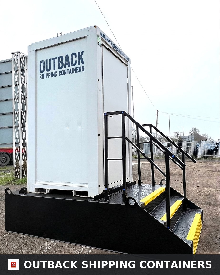 Single Toilet Block & Stepped Waste Tank — Side Profile View | Outback Shipping Containers Single Toilet Block & Stepped Waste Tank — Brand New Bundle — Containex — No B1 — primary exterior image 1 of 6