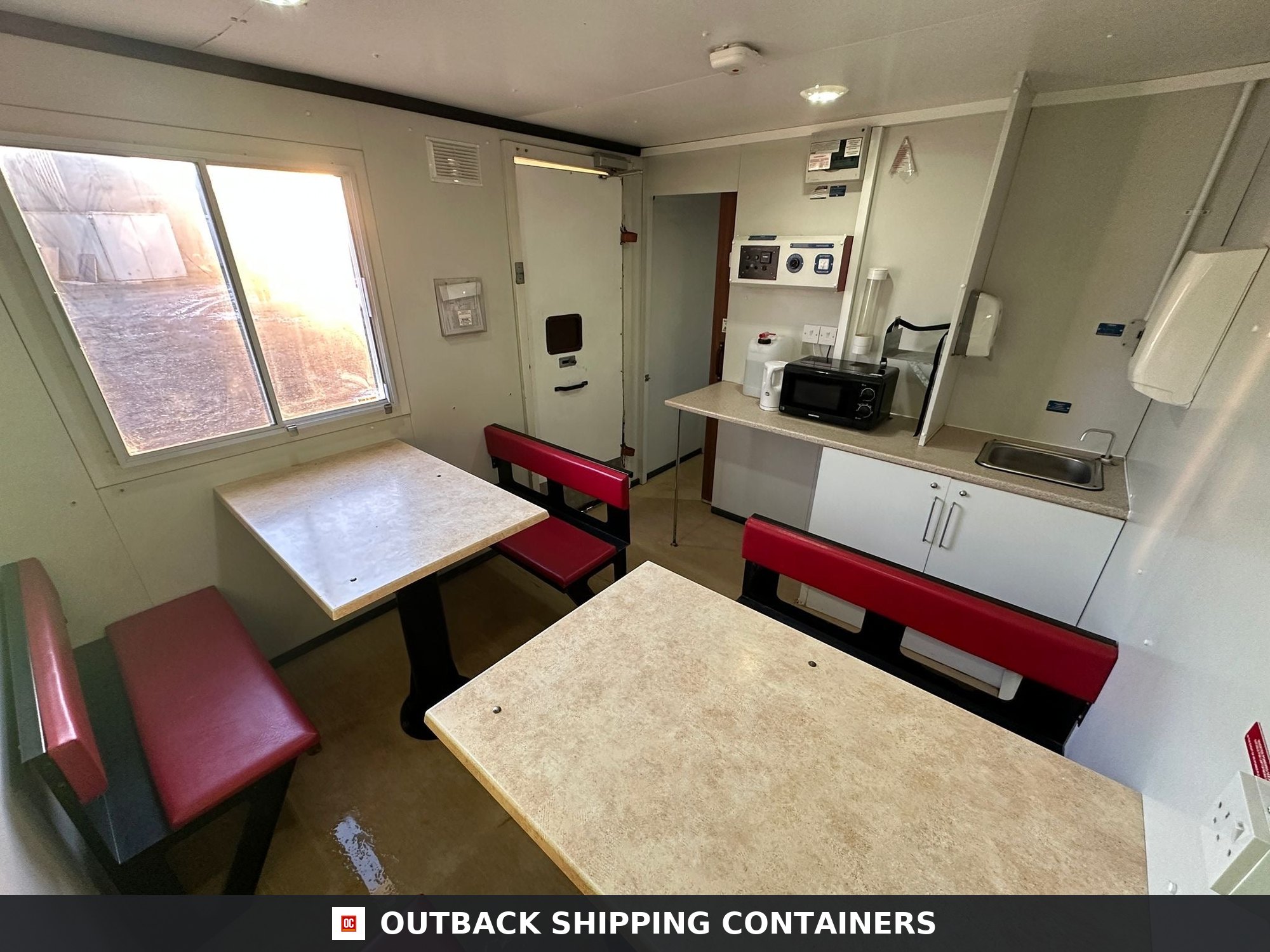 25x9ft for Sale — Three-Quarter Angle View | Outback Shipping Containers 25x9ft — Static Welfare Unit — Office, Toilet, Canteen, Drying Room & Generator 6KVA — Welfare — Anti-Vandal — Building Site Accommodation — Portable Anti-Vandal - image 2