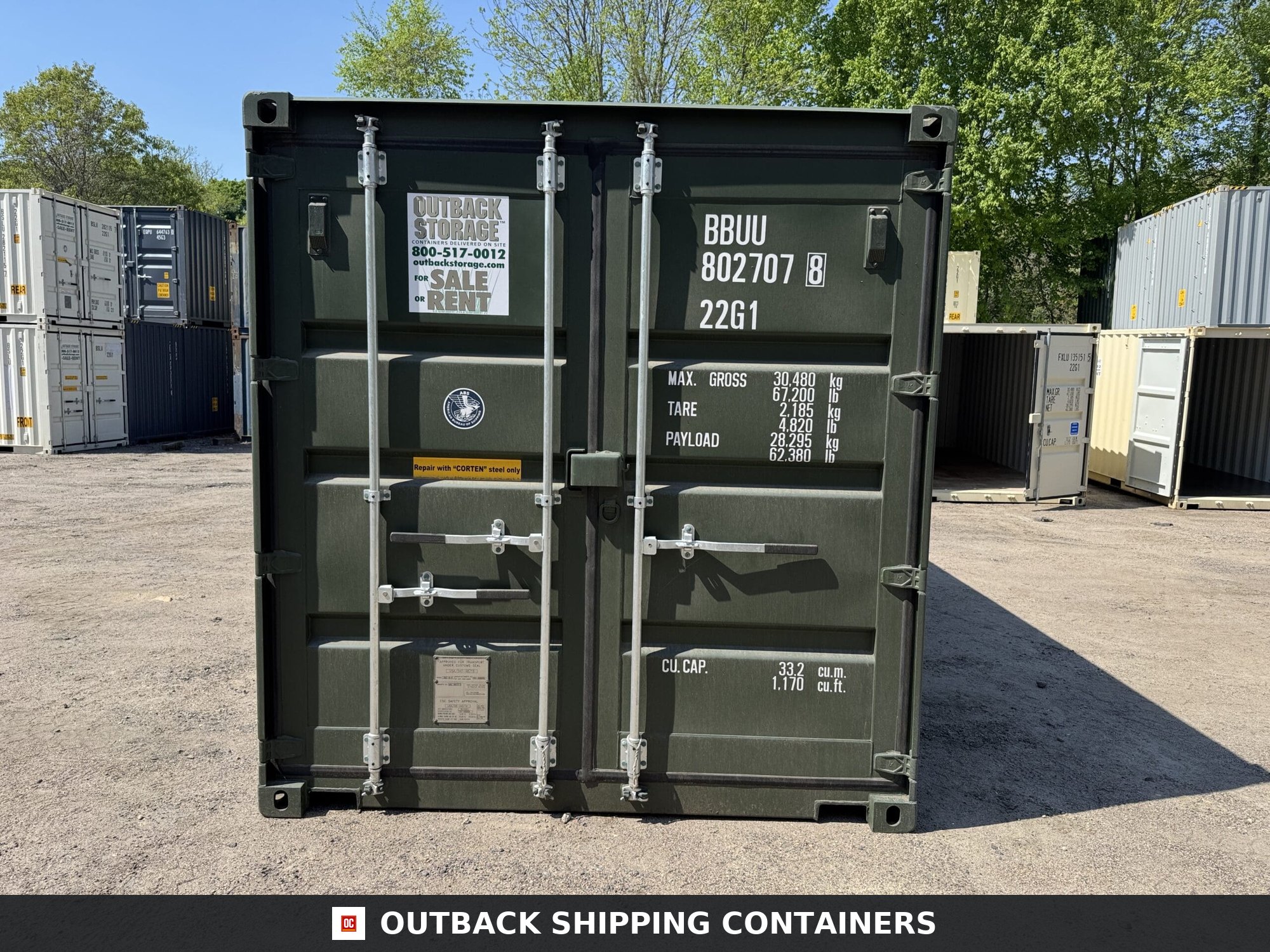 20ft New Shipping Container – Wind & Watertight – Green — 20ft — new (image 3 of 12)