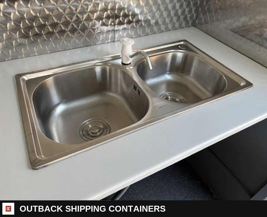 Brand NEW Catering Trailer Burger VAN FOOD Trailer + Brand NEW Equipment — Three-Quarter Front Angle | Outback Shipping Containers Brand NEW Catering Trailer Burger VAN FOOD Trailer + Brand NEW Equipment for sale — three-quarter front angle