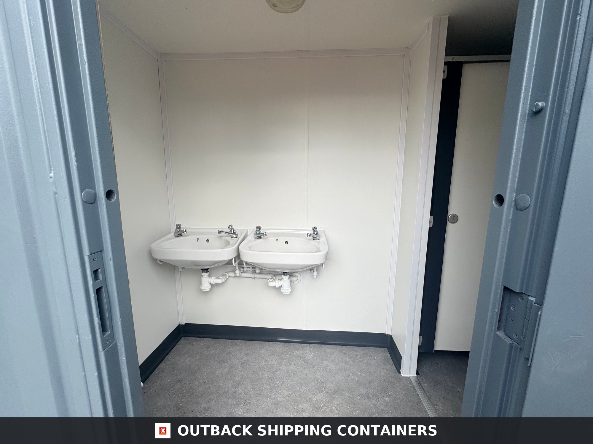 12 x 9 ft Anti-Vandal for Sale — Door and Entry Detail | Outback Shipping Containers 2 12 x 9 ft Anti-Vandal — 2 + 1 Toilet Block — Portable Building — No 1350 — product gallery image 7 of 18