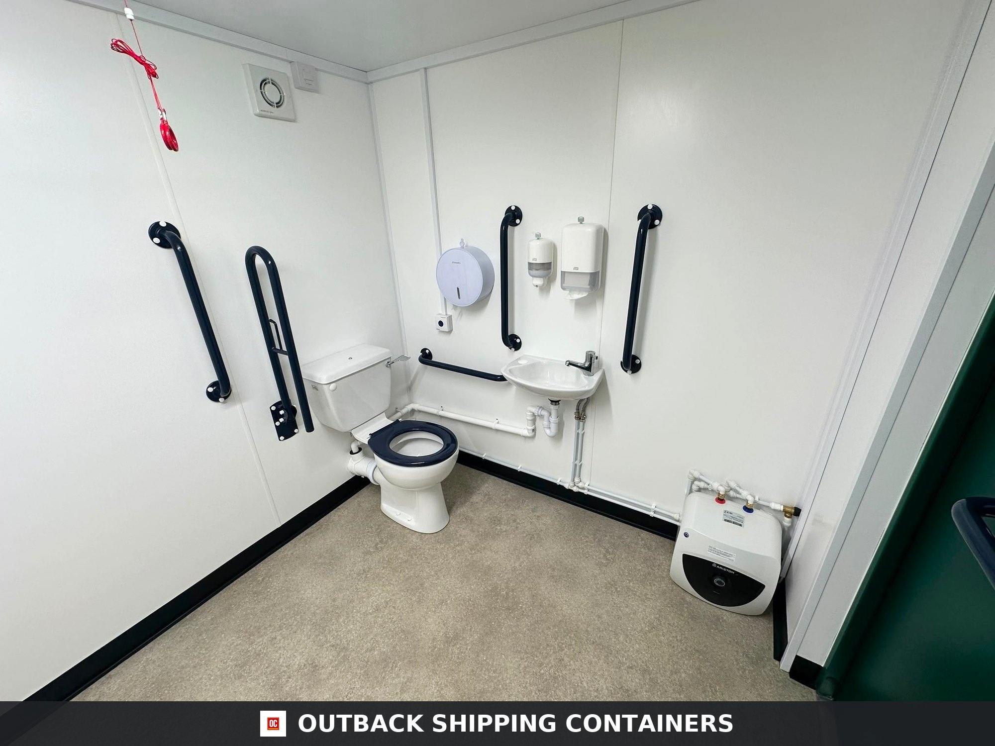 CUSTOM for Sale — Roof and Structural Detail | Outback Shipping Containers CUSTOM — Disabled Access Toilet Block — DDA Compliant — Baby Change — 12x8ft Portable — No 1594 — product gallery image 9 of 13