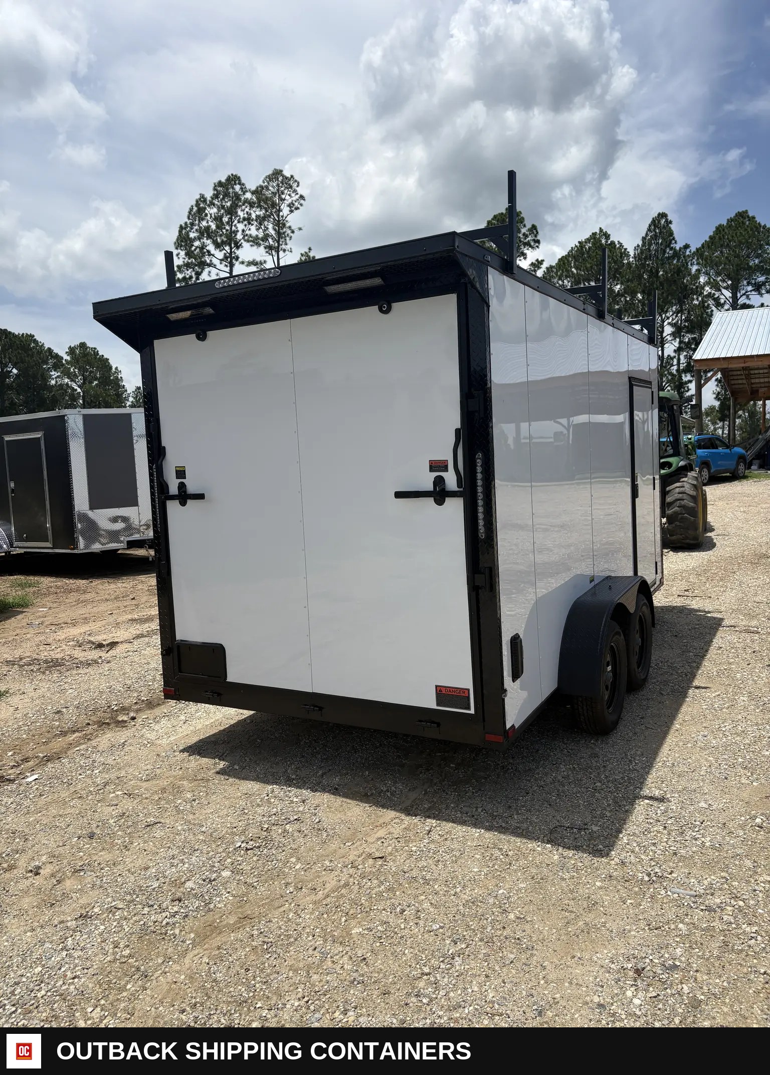 7x14TA2 Trojan Cargo Contractor Trailer White Blackout Package — Driver-Side Profile | Outback Shipping Containers 7x14TA2 Trojan Cargo Contractor Trailer White Blackout Package for sale — driver-side profile