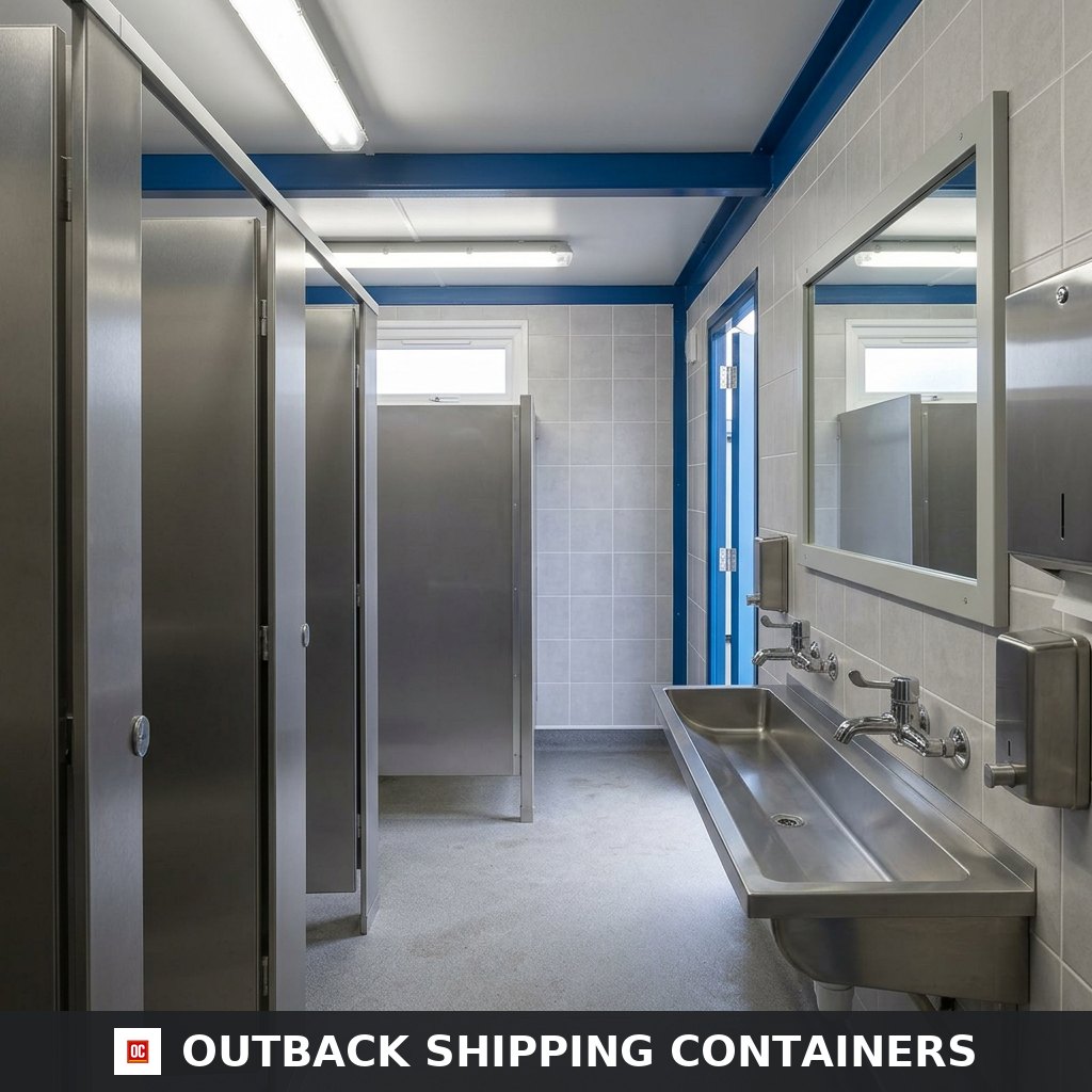 6+1 Steel Toilet Cabin for Sale — Rear Exterior View | Outback Shipping Containers 6+1 Steel Toilet Cabin — Sanitation Units (image 4 of 4)
